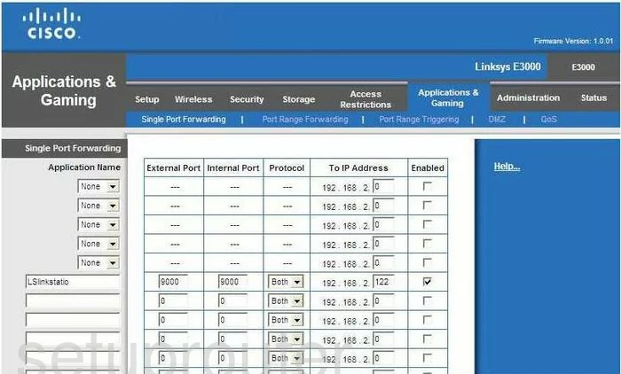 router virtual server screenshot