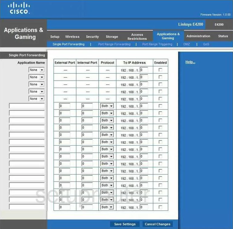 router virtual server screenshot