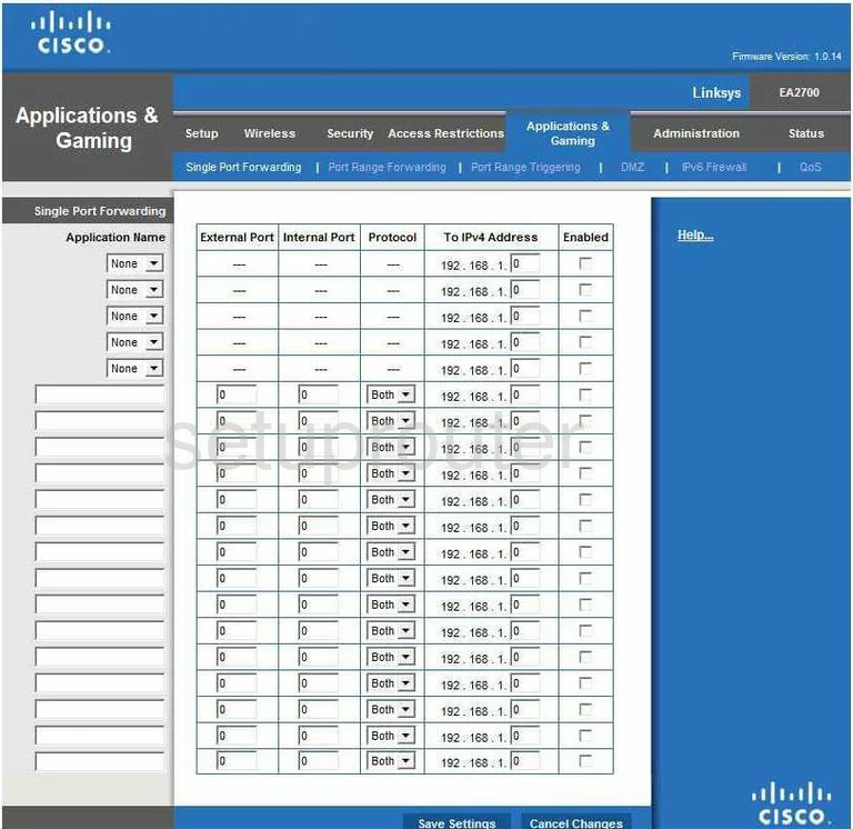 router virtual server screenshot