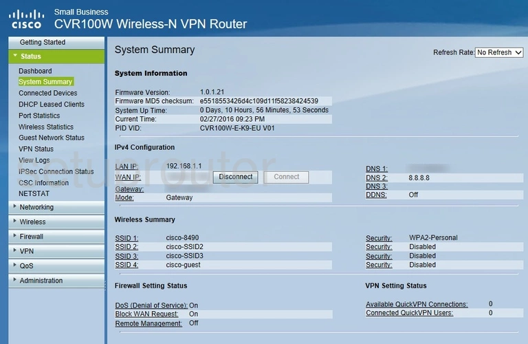 router status mac address internet IP