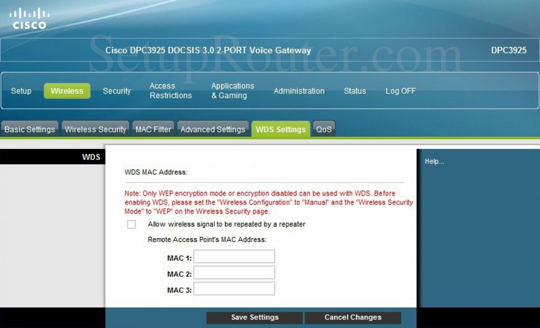 cisco dpc3925 device restart password