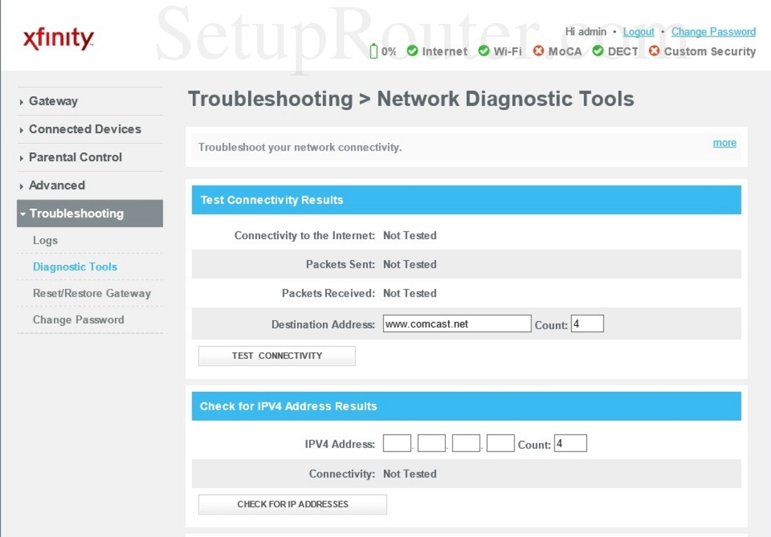 Connectivity check