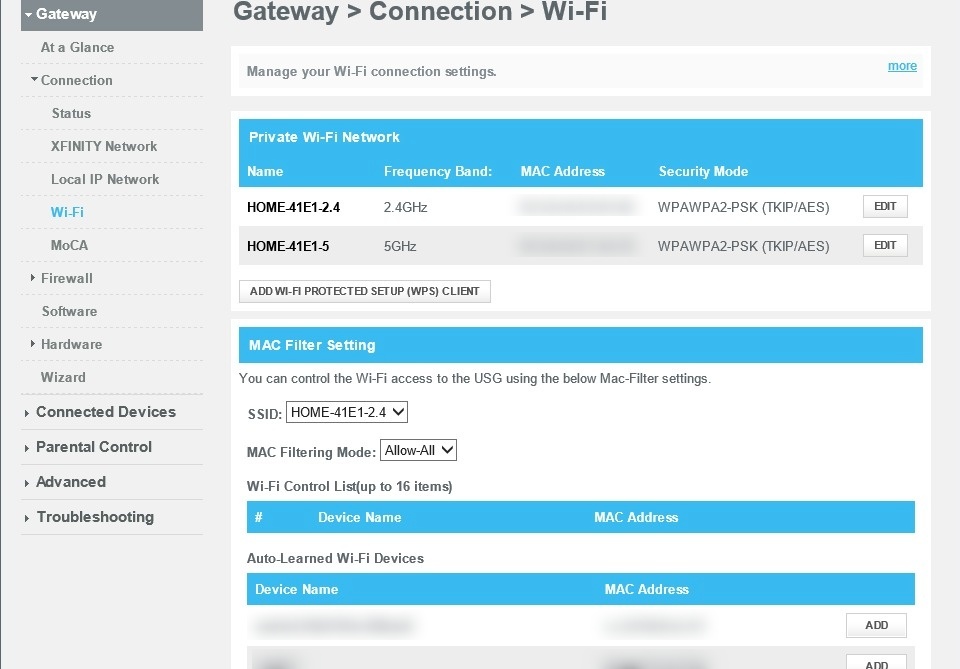 Setup WiFi on the Cisco DPC3939 XFINITY