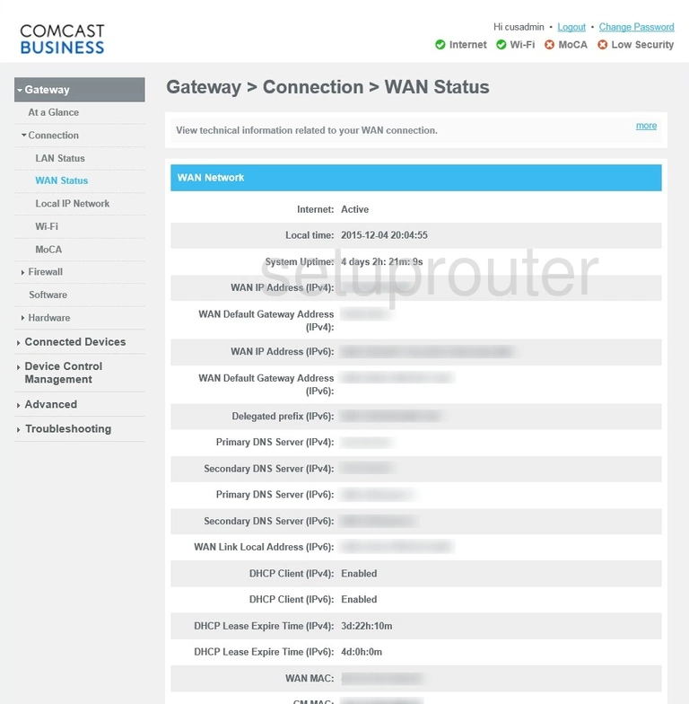 router status mac address internet IP