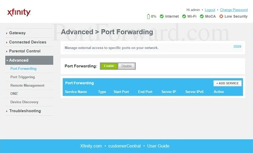 Cisco DPC3941T - XFINITY Port Forwarding