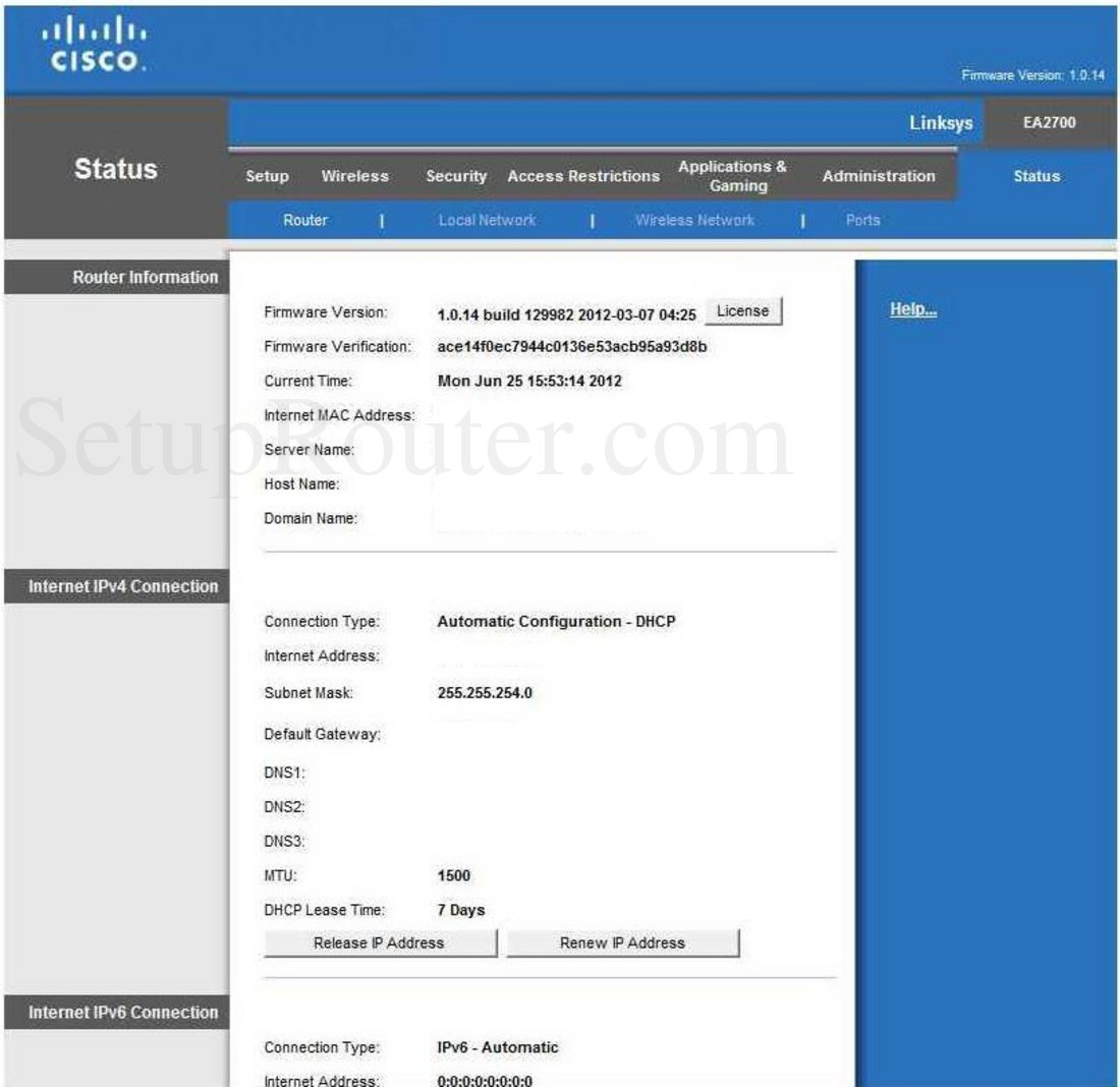 Cisco Ea2700 Screenshot Router Status