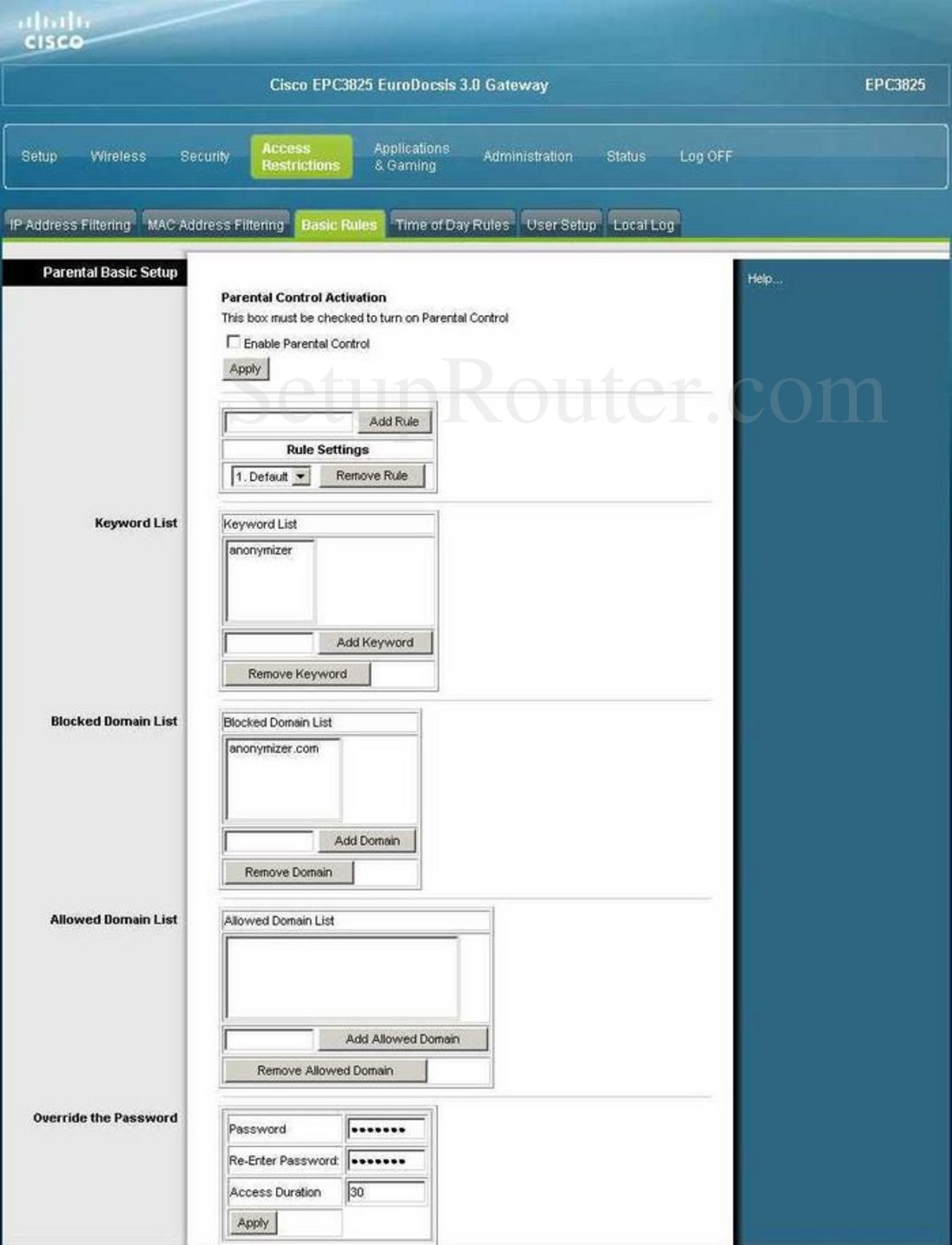 Настройка роутера cisco epc3825