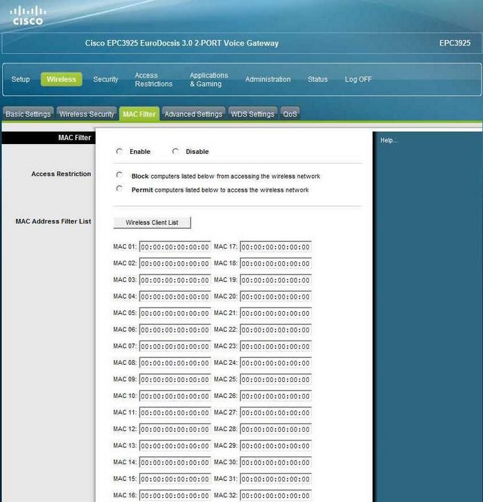 Настройка роутера cisco epc3925