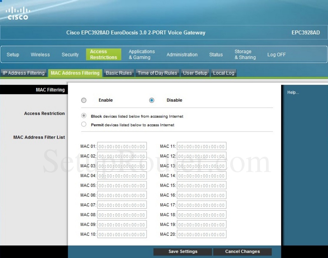 Модем cisco epc3928ad настройка