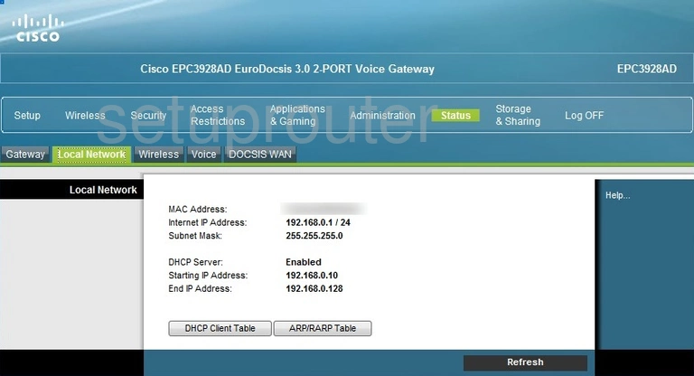 router status mac address internet IP