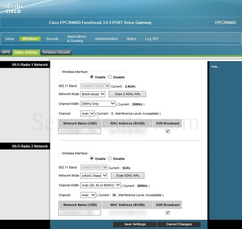 Setup WiFi on the Cisco EPC3940AD