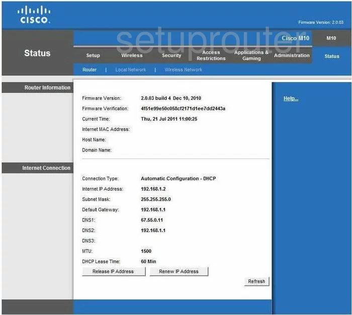 router status mac address internet IP