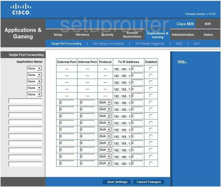 router virtual server screenshot