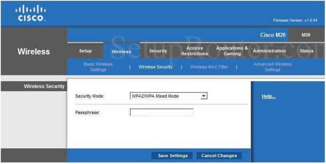 Cisco M20 Screenshot Wireless Security