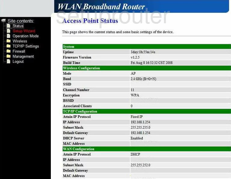 router status mac address internet IP