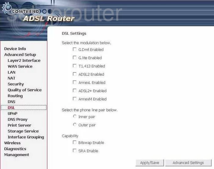 router dsl settings
