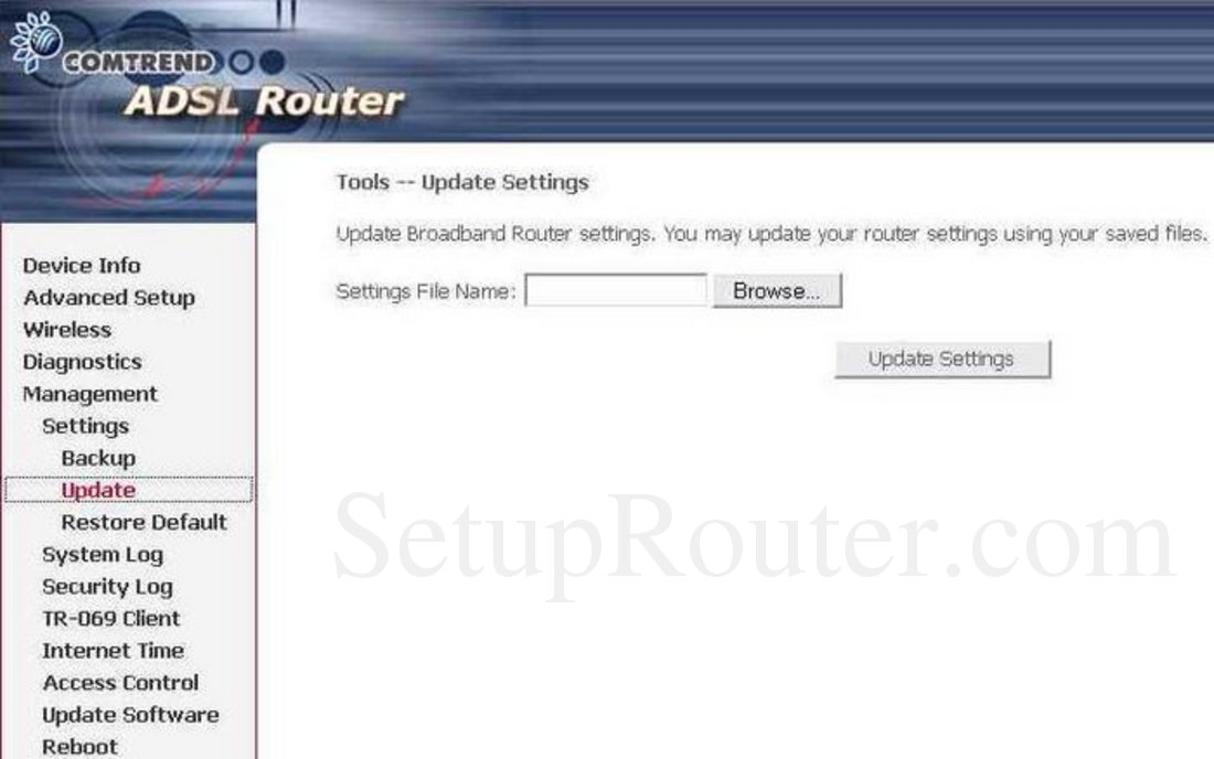 Comtrend AR-5381u Screenshot Settings Update