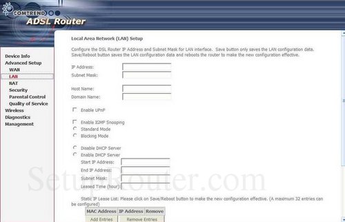 How to change the ip address of the Comtrend CT-5367