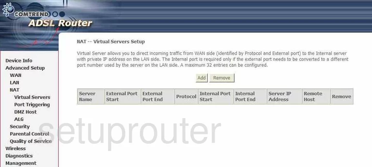 router virtual server screenshot