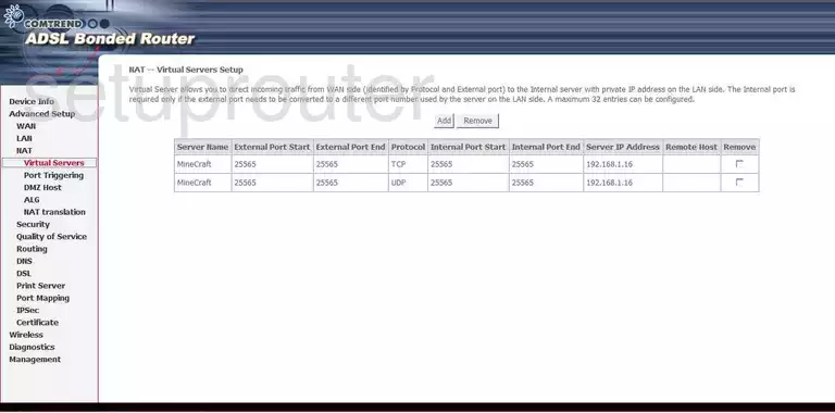 port forwarding nat screenshot