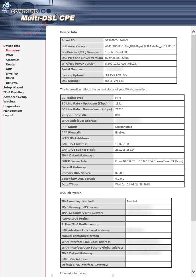 router status mac address internet IP