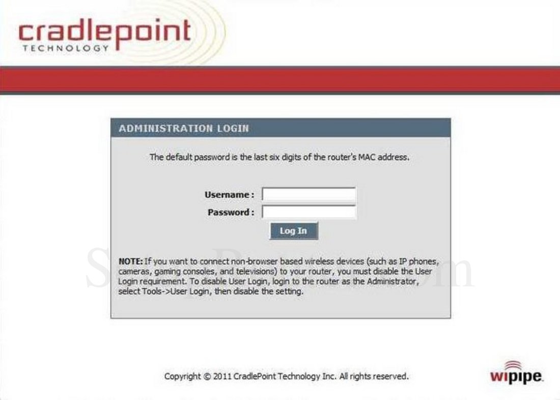 Cradlepoint MBR1200 Screenshot Login