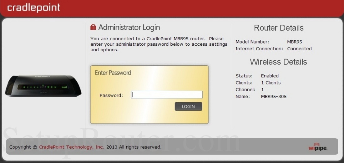 Cradlepoint MBR95 Screenshot Login