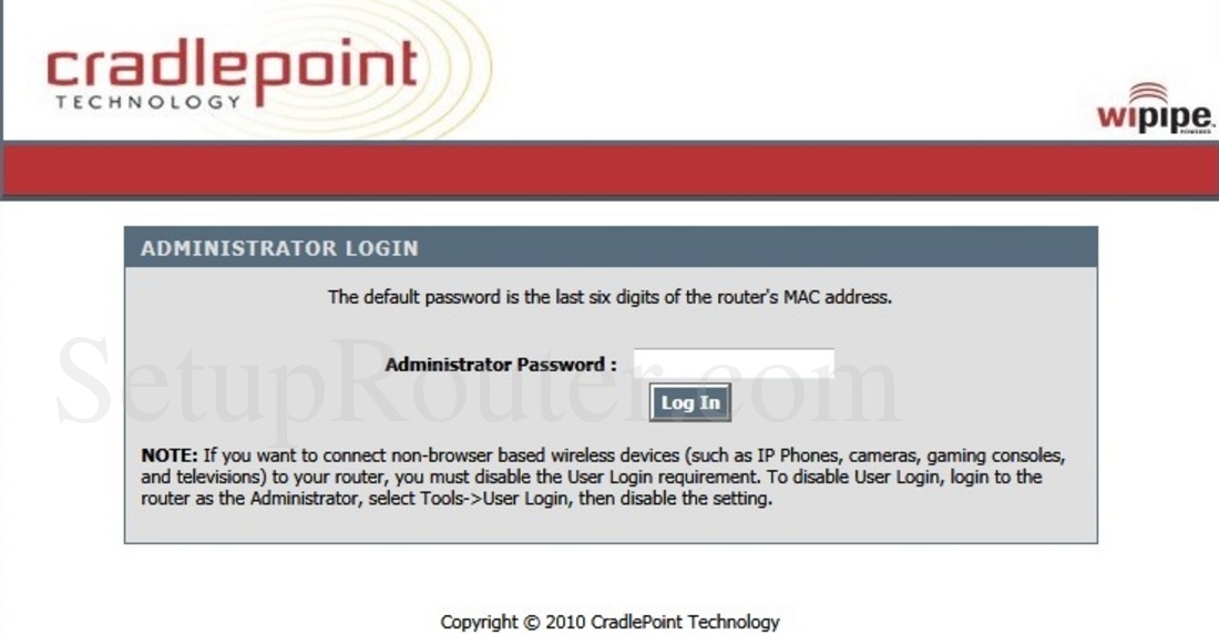 Cradlepoint PHS300 Screenshot Login