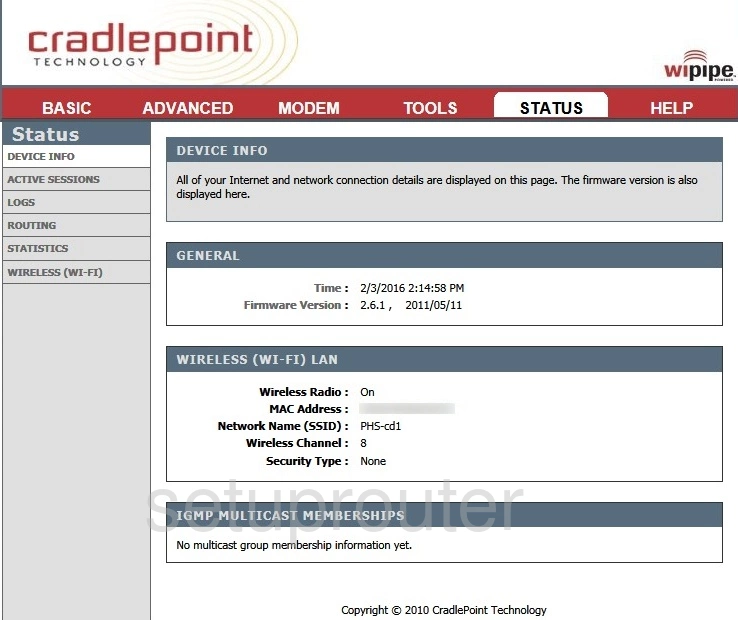 router status mac address internet IP