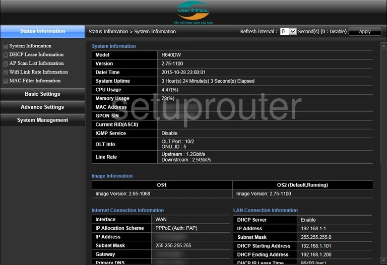 router status mac address internet IP