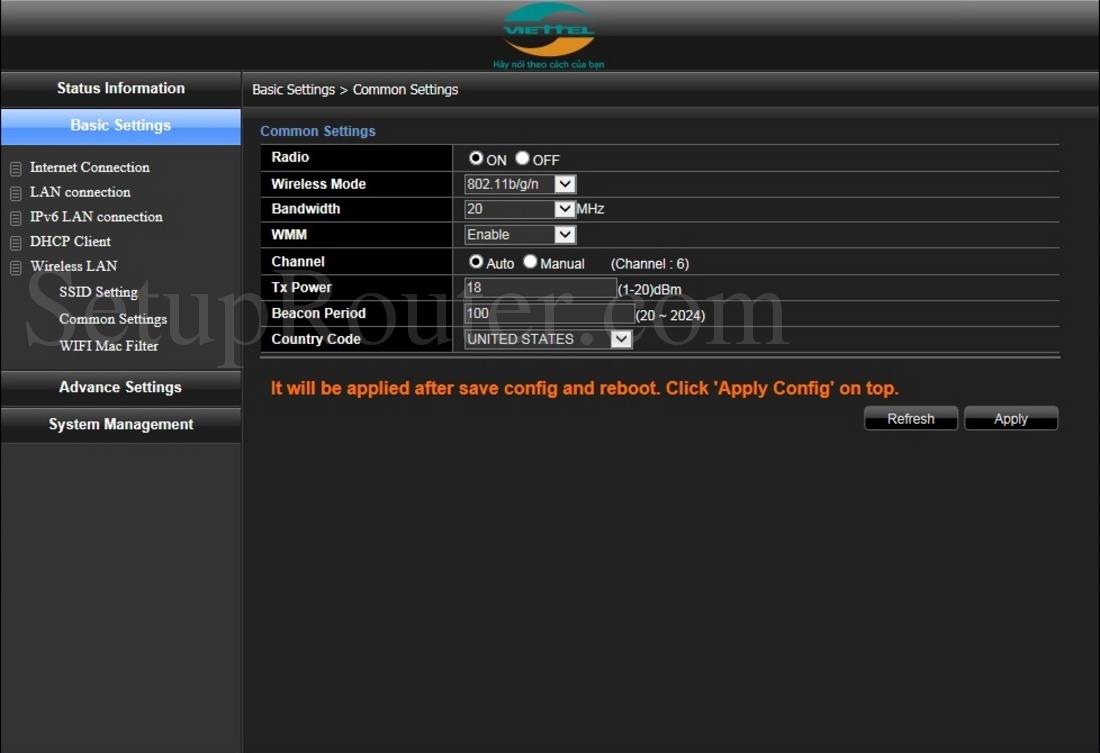 Dasan H640DW Viettel Screenshot