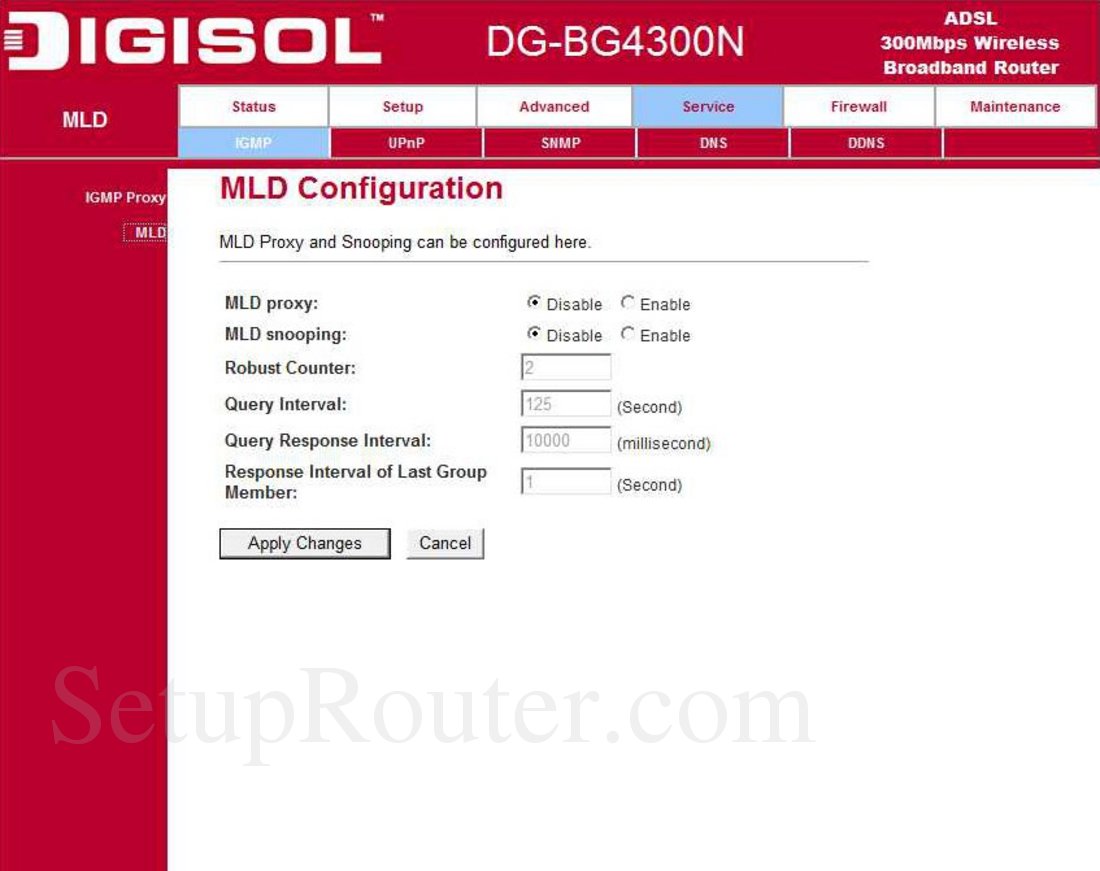 Digisol DGBG4300N Screenshot MLD Configuration