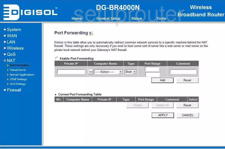 port forwarding nat screenshot