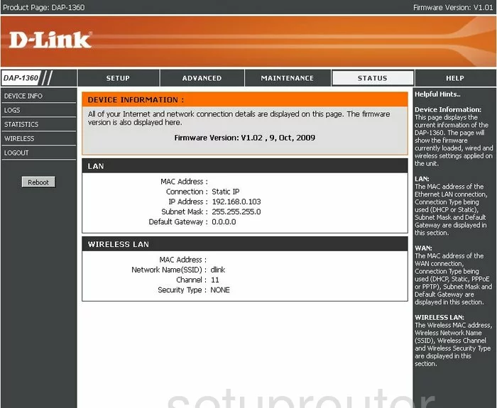 router status mac address internet IP