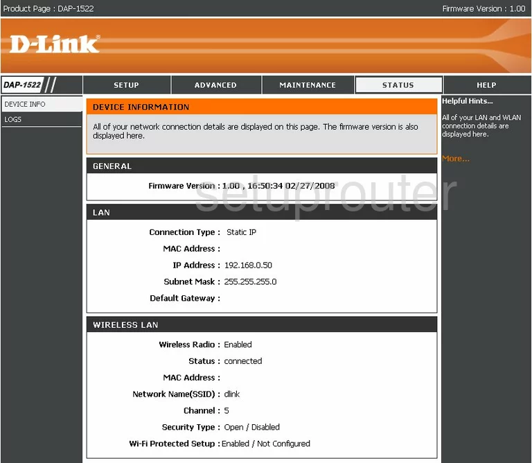 router status mac address internet IP