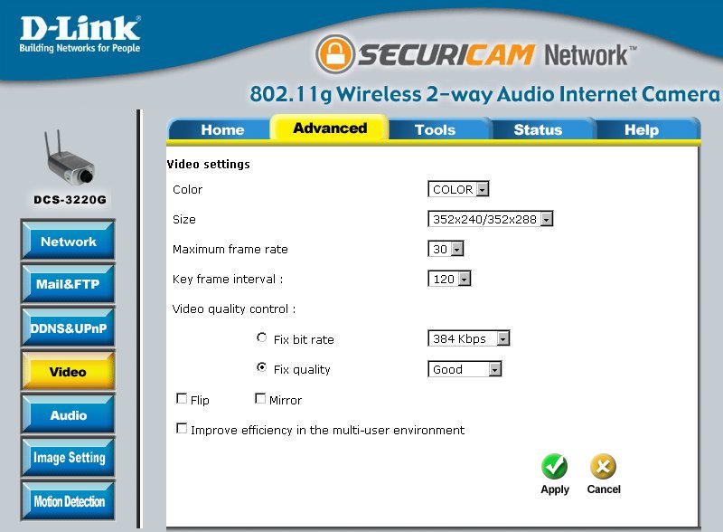 All Screenshots for the Dlink DCS-3220G