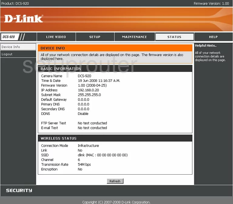 router status mac address internet IP