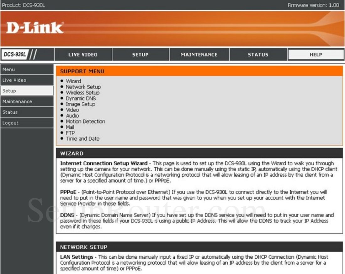Dlink DCS-930L Screenshot Setup Support