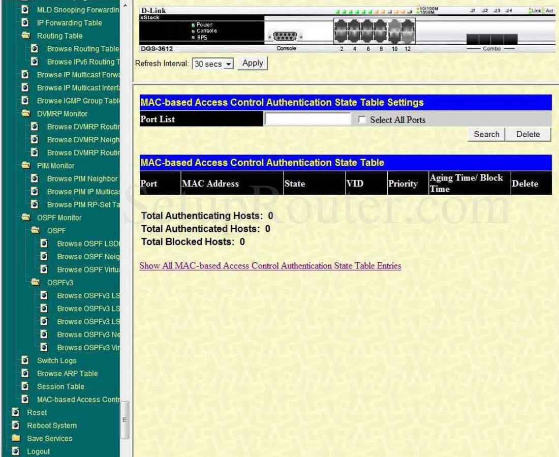 mac based access control dlink