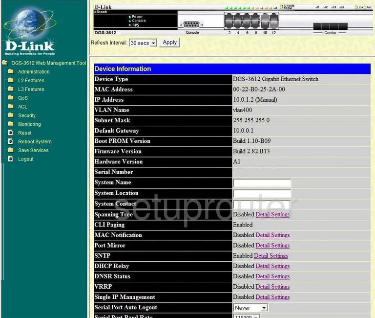 router status mac address internet IP