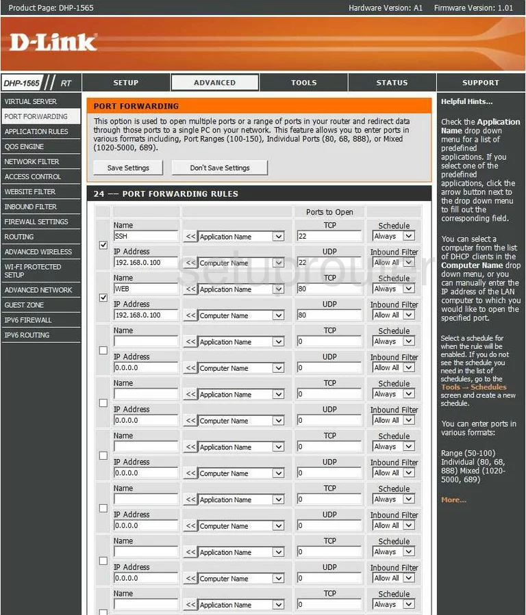 port forwarding nat screenshot