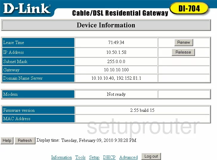 router status mac address internet IP