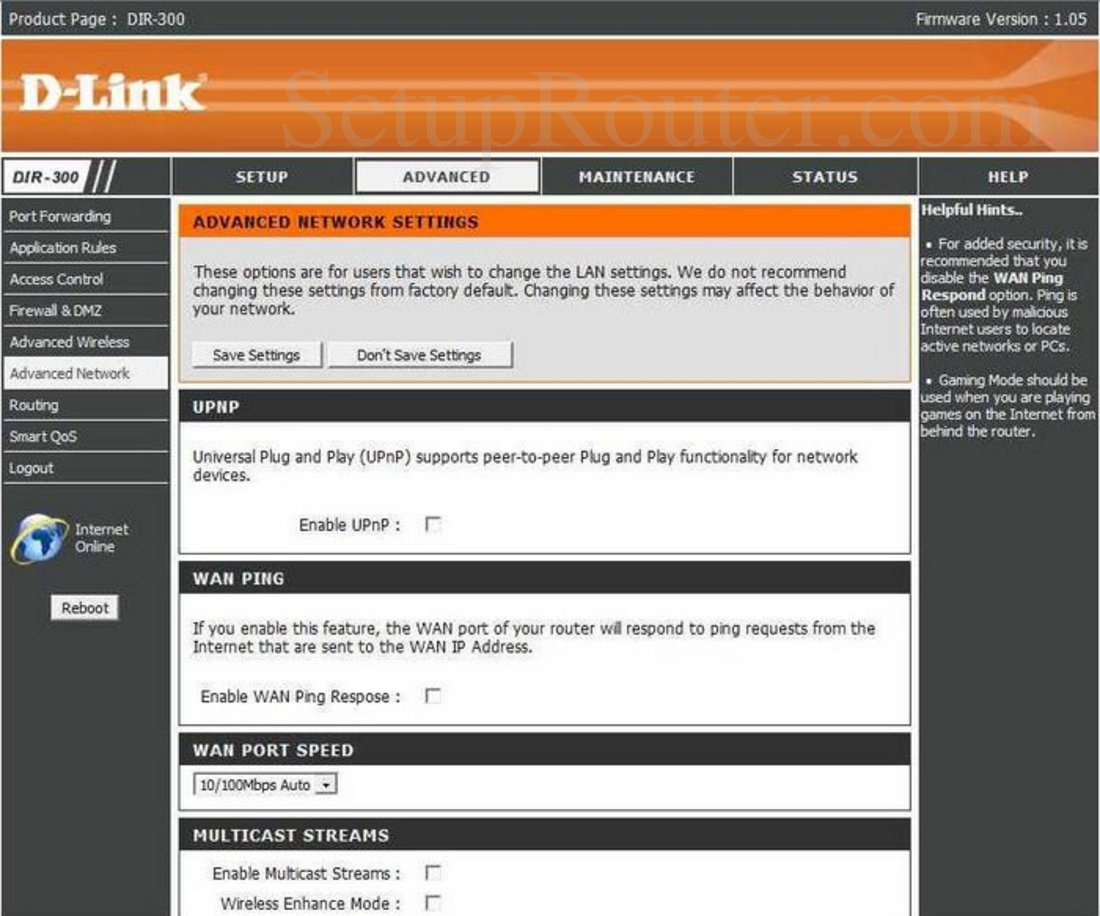 Dlink DIR-300 Screenshot Advanced Network