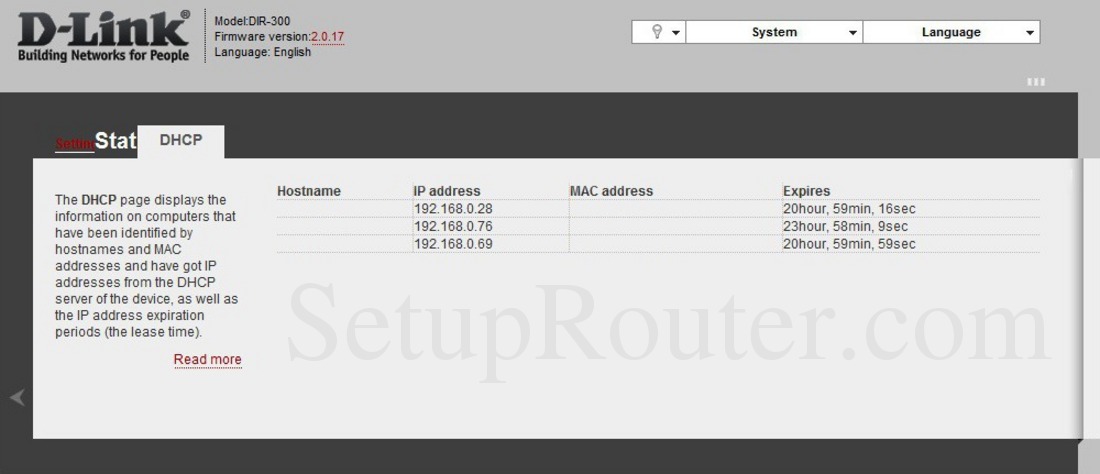 Как настроить dhcp на роутере d link dir 300