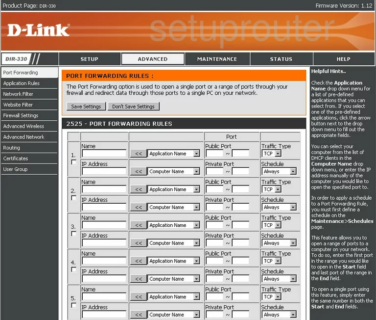 port forwarding nat screenshot