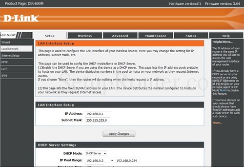 How to change the ip address of the Dlink DIR-600M