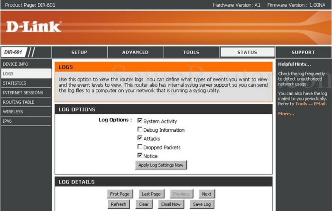 Dlink DIR-601 Screenshot Logs