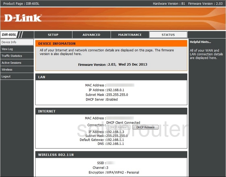 router status mac address internet IP