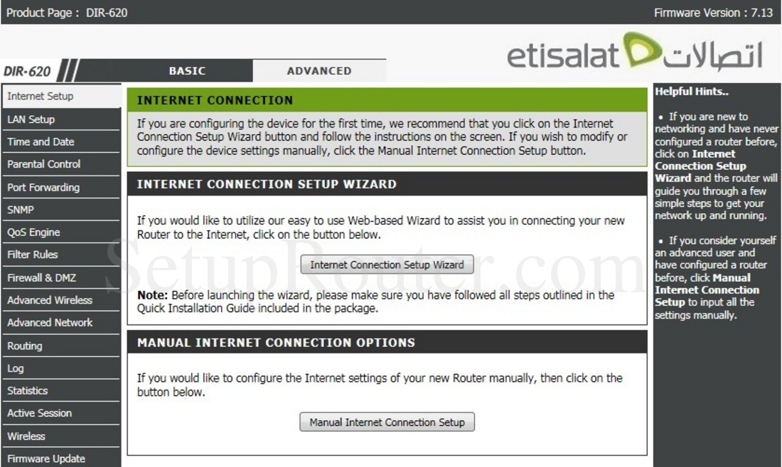 Dlink DIR620 Etisalat Screenshot