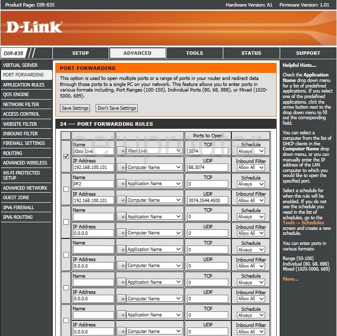 port forwarding nat screenshot